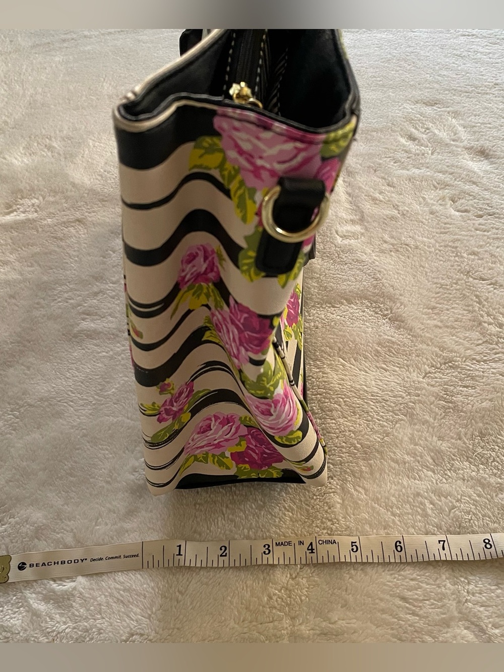 LUV BETSEY Floral Striped Tote Purse Bag Betsey Johnson - Picture 11 of 12